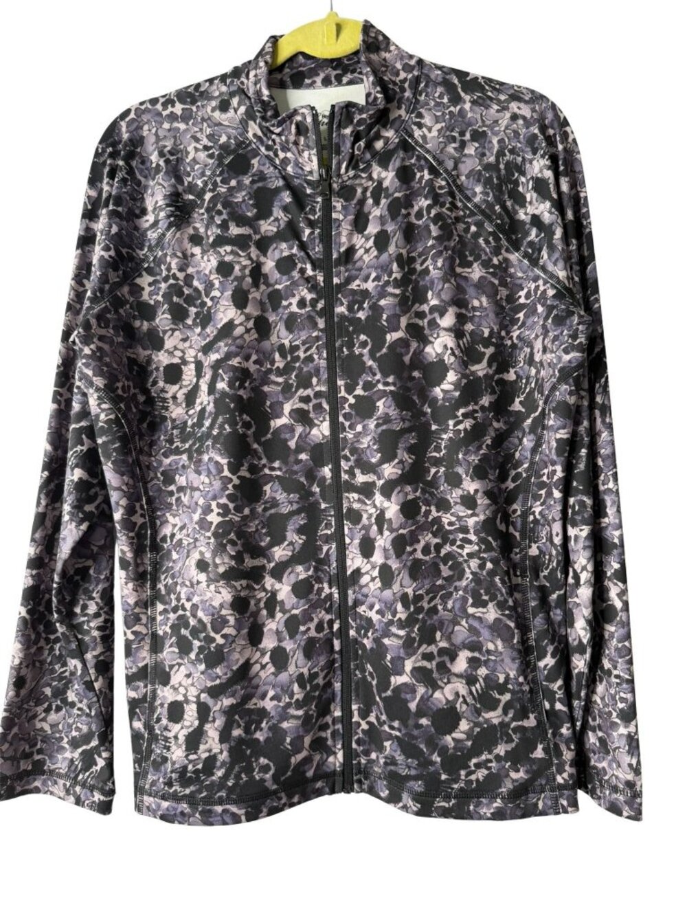 Style & Co. Sport Gray Abstract Animal Print Zip Front Active Jacket Large